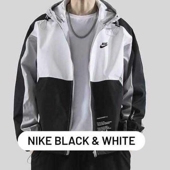 Nike black white and grey windbreaker top