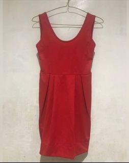 SALE‼️RED DRESS MERAH MIDI DRESS