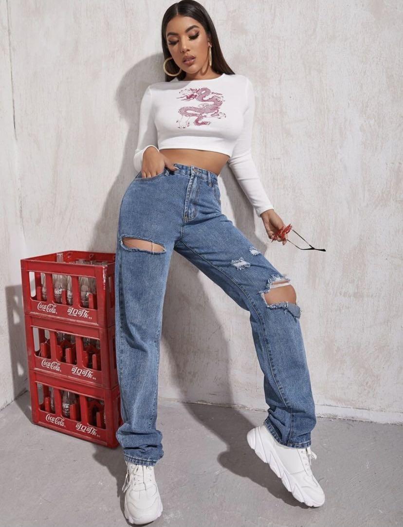 Blue jeans shein clearance
