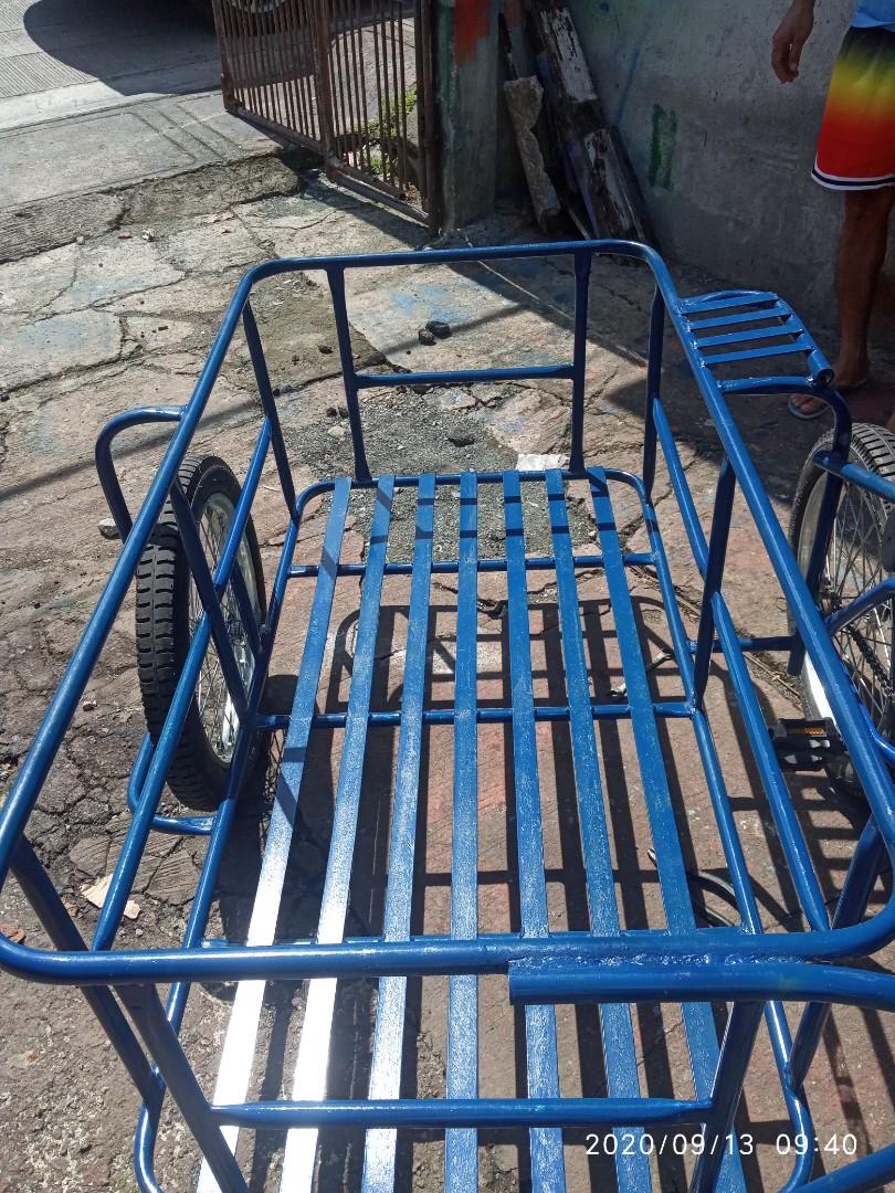 Sidecar with bike heavy duty (Category: Foot Care) located in Manila. Submitted by fastmountain_dfe013 (Listing ID 1085739053, Image 3). Description: custom made long sidecar.. 48L inch/24W/20H.. pwedeng pang deliver ng merchandise..1/2 Bi Pipe 3/16x1 FB flooring heavy duty.. GI BIKE in foot brake super jumbo tire 2.50x16 makapal rayos..