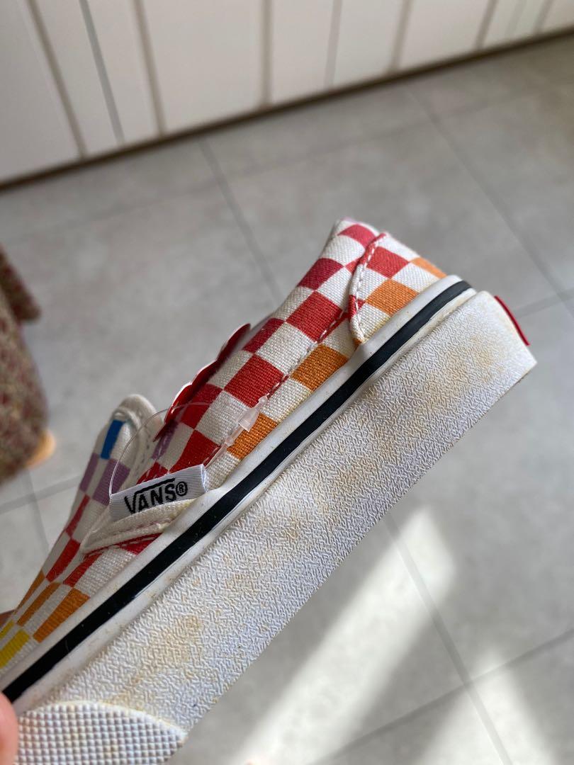 slip on rainbow checkered vans