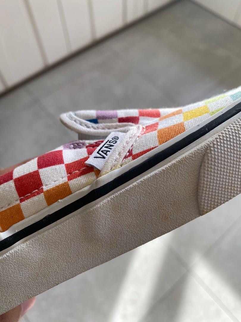 Rainbow checkerboard vans best sale kids