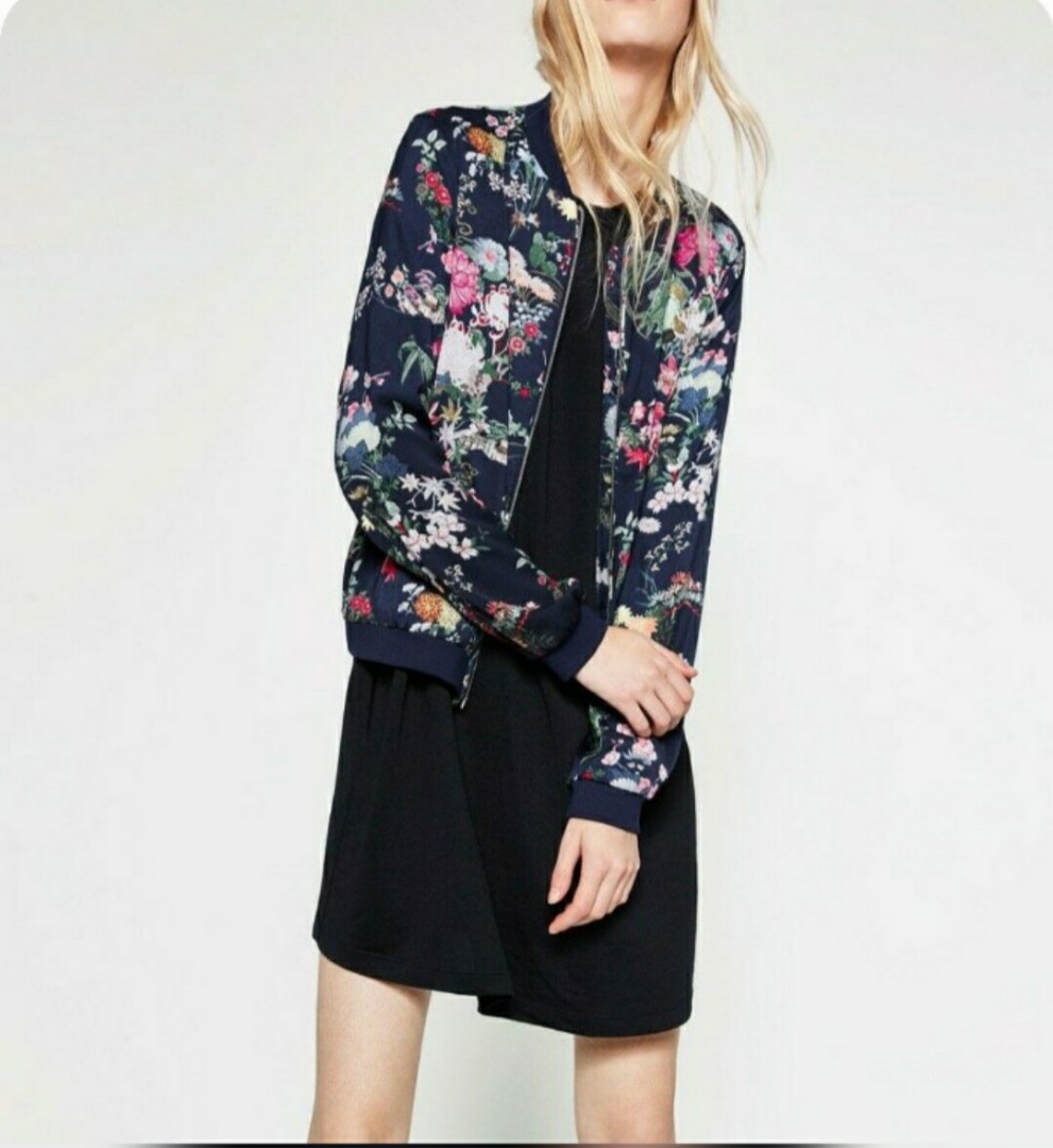 Zara floral bomber best sale