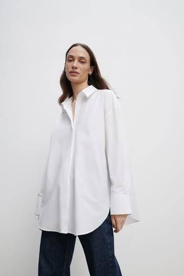 Diskonlebaran Zara oversized white 
