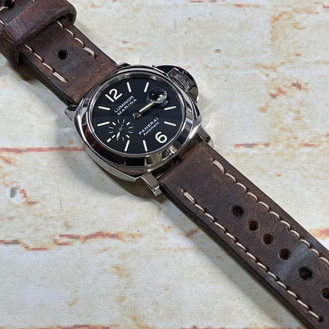 24mm 100 handmade Swiss Ammo leather strap Stamped 63. Suitable