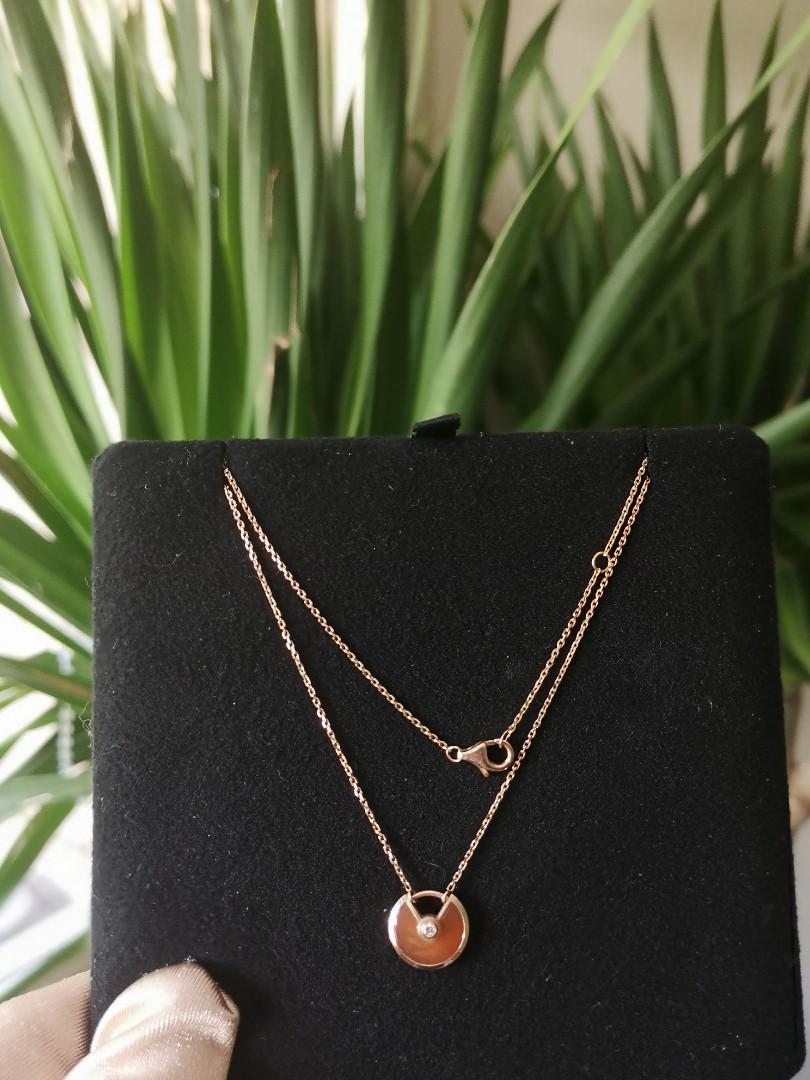 Cartier amulette necklace pink discount opal