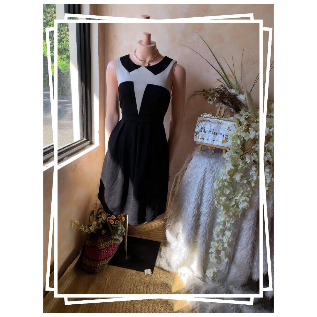Black dress with white accents top