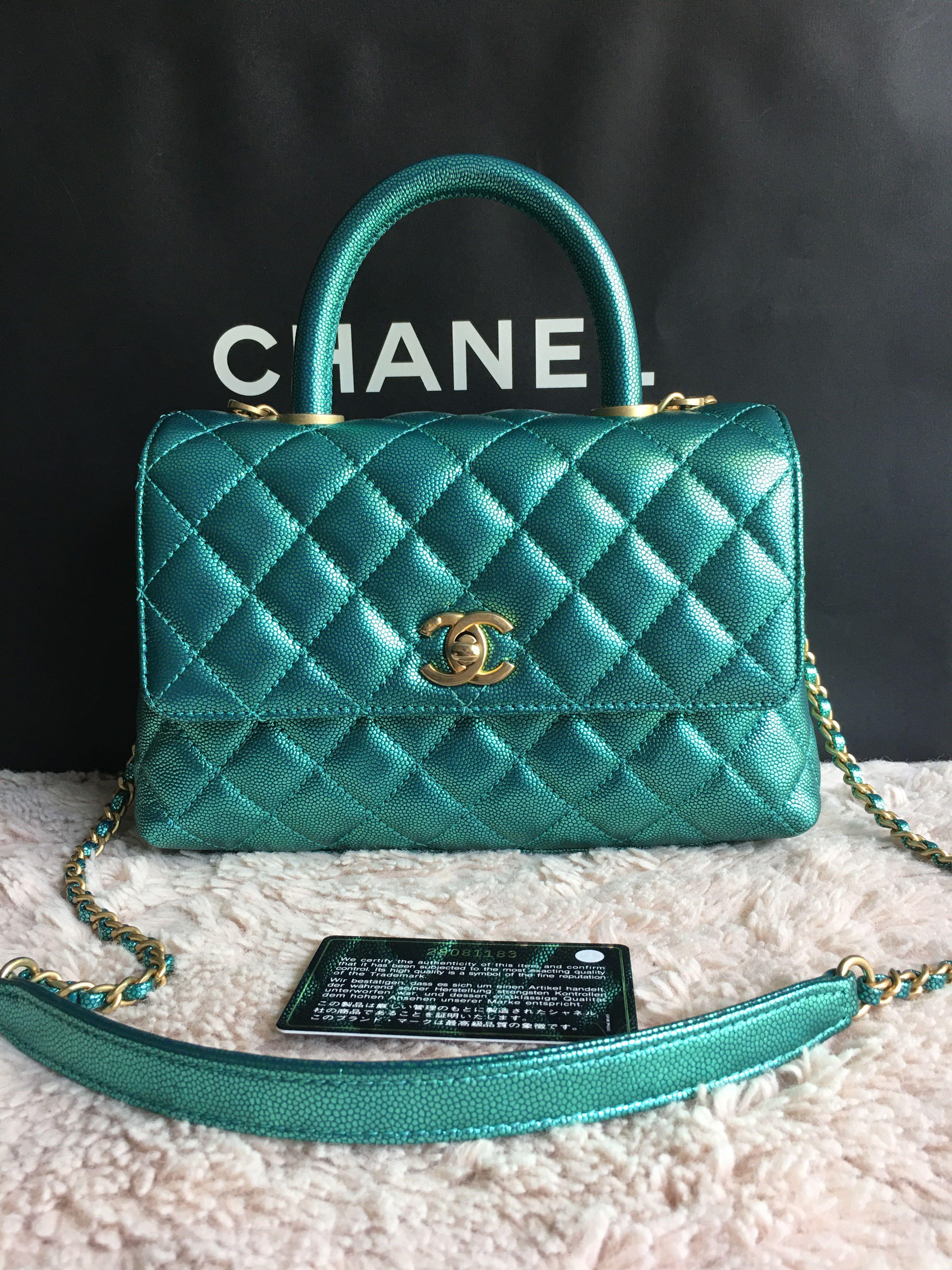 Chanel Coco Handle Iridescent Emerald Green, Luxury, Bags & Wallets on  Carousell