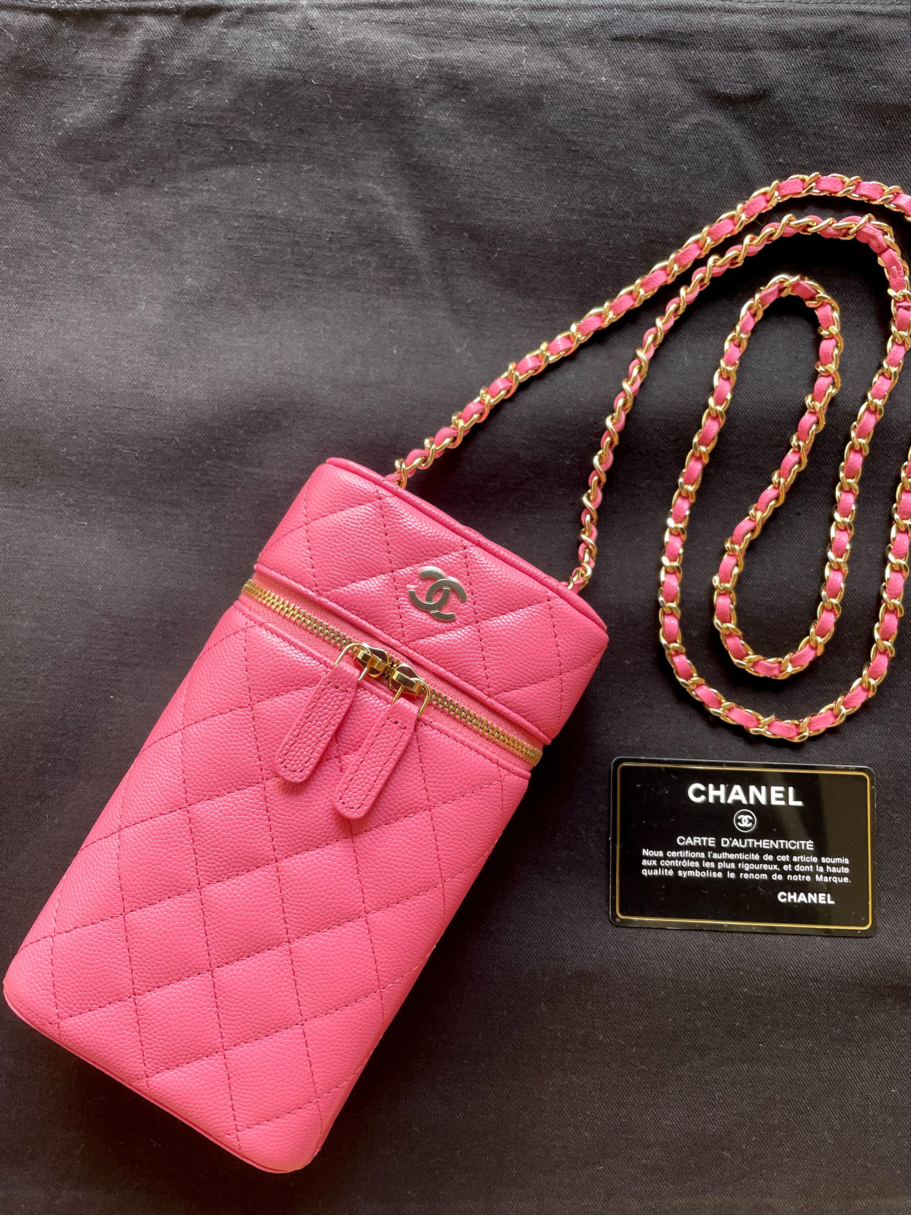 Chanel Caviar Vanity Phone Holder with Chain