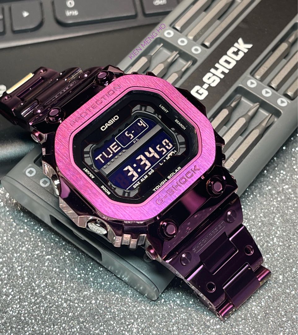 Restocked GX 56BB IN CUSTOM PURPLE STAINLESS STEEL BEZEL AND BRACELET gx56 king GX56 KING G SHOCK KING gshock king metal gshock Casio casio Mobile Phones