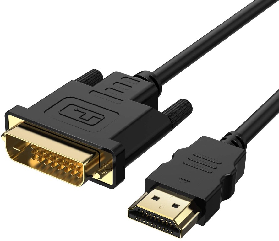 1supports Xbox One 1.8m iNassen DVI to HDMI//HDMI to DVI adapter cable supports two-way transmission 6ft laptop high-speed 1080P Full HD 24 3D HDMI to DVI cable DVI-D male to HDMI male-black