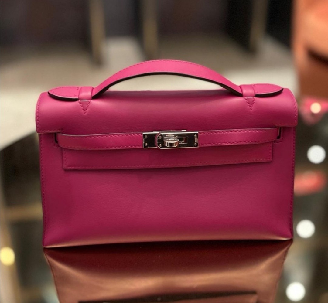Hermes Kelly Pochette Rose Pourpre Swift, Luxury, Bags & Wallets on  Carousell