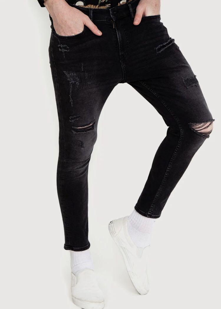 H\u0026M tattered skinny jeans for men, Men's Fashion, Bottoms, Jeans on  Carousell