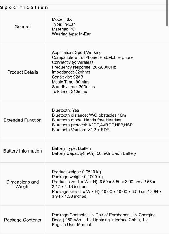 I8x tws earbuds store