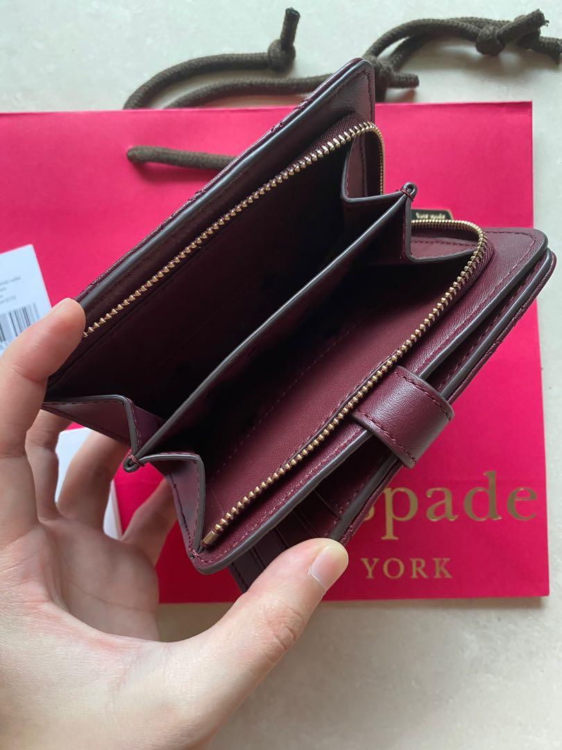 Kate Spade Natalia Medium Compact bifold wallet Cherrywood 