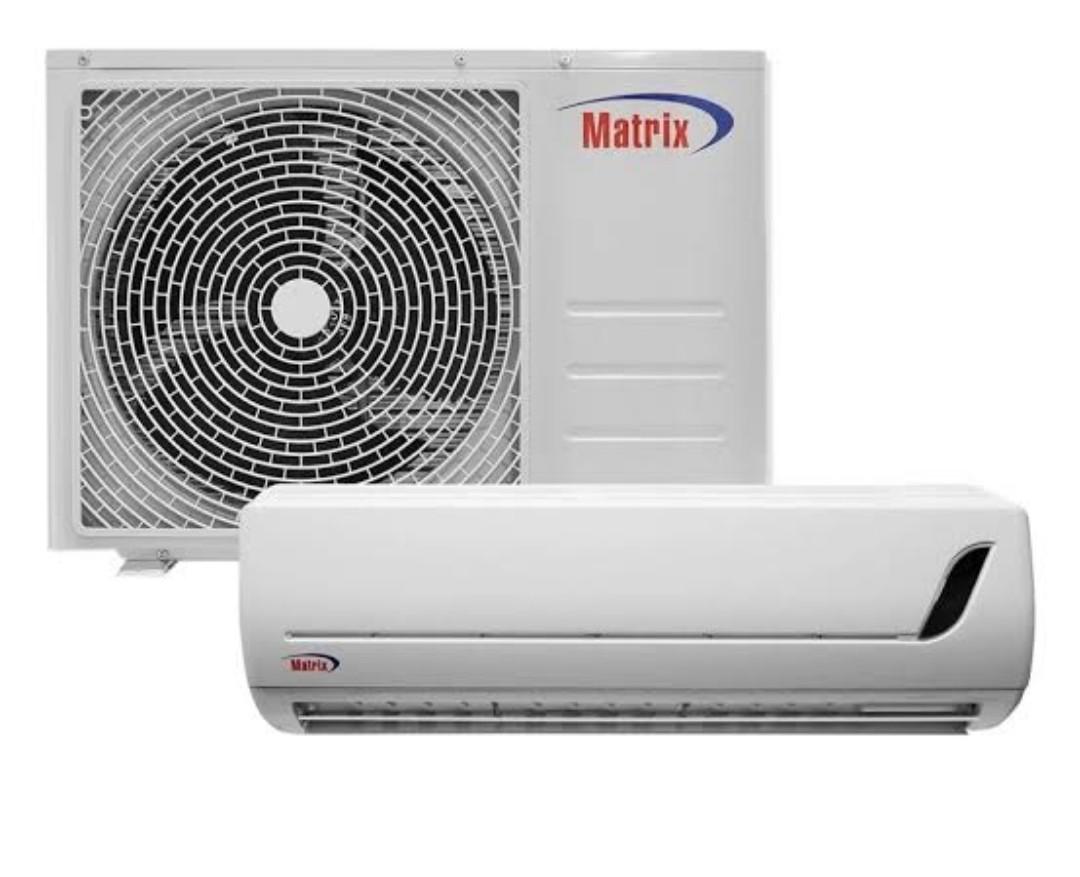 Matrix split type aircon free installation (Category: Air Conditioning and Heating) located in Makati City. Submitted by budgetappliance (Listing ID 1085975295, Image 2). Description: matrix split type aircon 1hp split inverter 24,999 1hp split non inverter 19,999 also available 1.5,2hp and 2.5hp split type aircon free installation free 10ft coppertube and wire bracket and breaker not included with 1year warranty parts and service 5years on compr