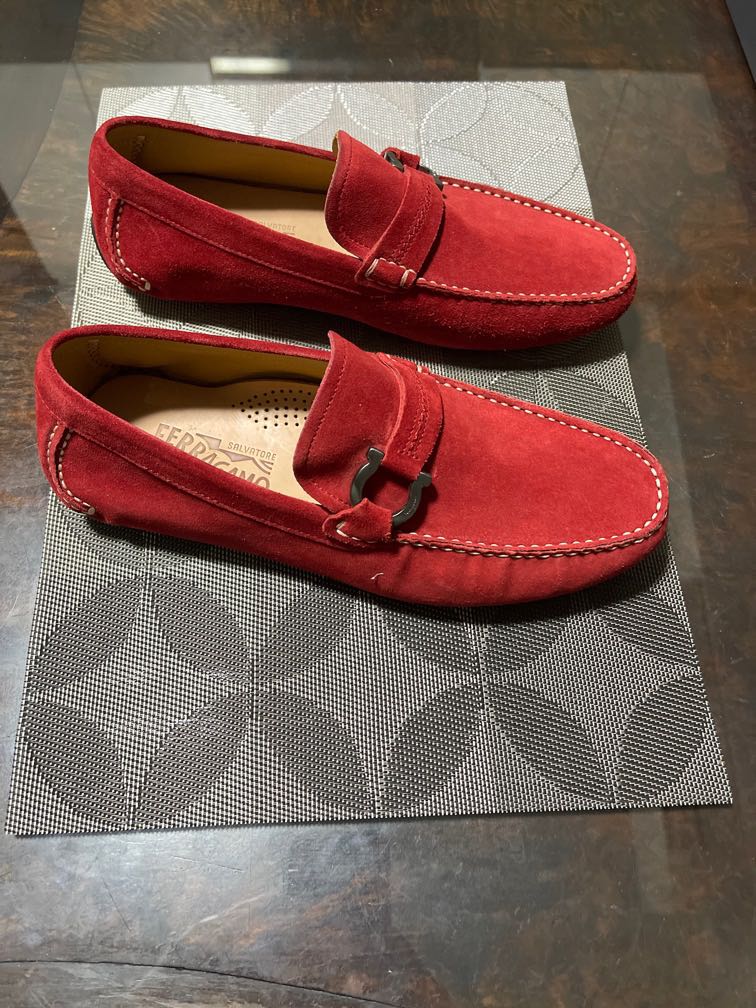 Red deals driving loafers