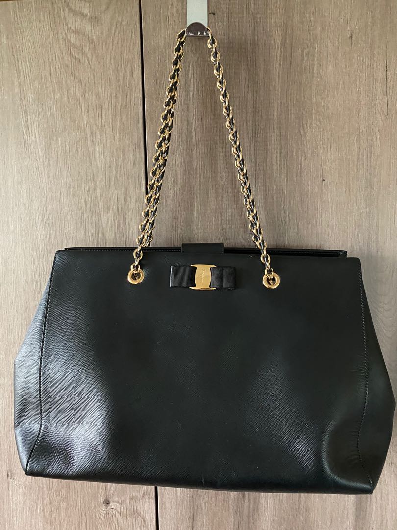Salvatore Ferragamo Melike Saffiano Leather Shopper Luxury Bags Wallets on Carousell