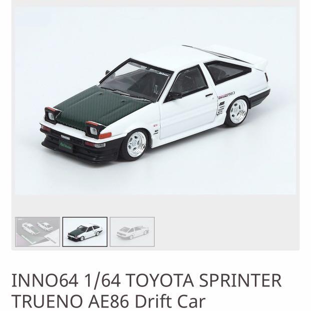Tiny代理inno 1/64 土屋圭市Toyota ae86 飄移版, 興趣及遊戲, 玩具