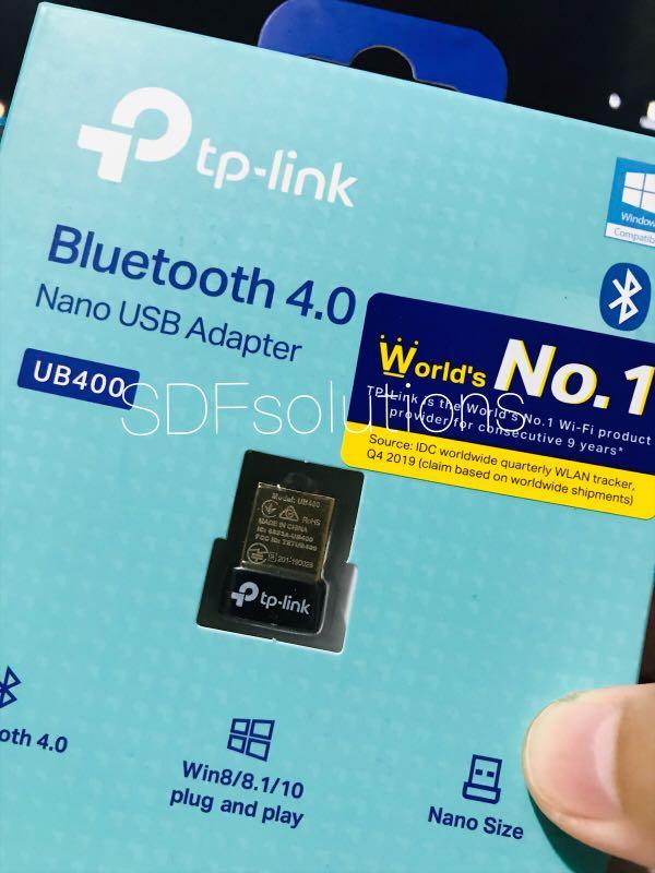 TPlink UB400 Bluetooth 4.0 Nano USB Adapter (Category: Cables & Adaptors) located in Manila. Submitted by sdfsolutions (Listing ID 1086078365, Image 2). Description: Bluetooth 4.0 – Applies the latest Bluetooth 4.0 with low energy (BLE) technology and it is backward compatible with Bluetooth V3.0/2.1/2.0/1.1 Driver Free – Plug and Play for Win 8, Win 8.1, and Win 10 Nano-Sized – Ultra-small for convenient portability with reliable high performanc