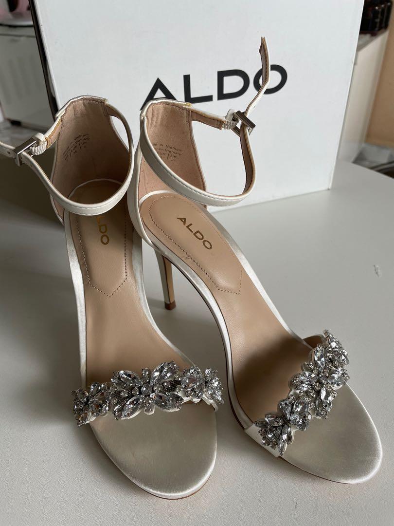 ALDO Ivory Satin Embellished Heels