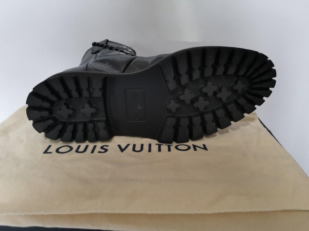 Louis Vuitton Glazed Monogram Outland Lace-Up Boots Black Cloth