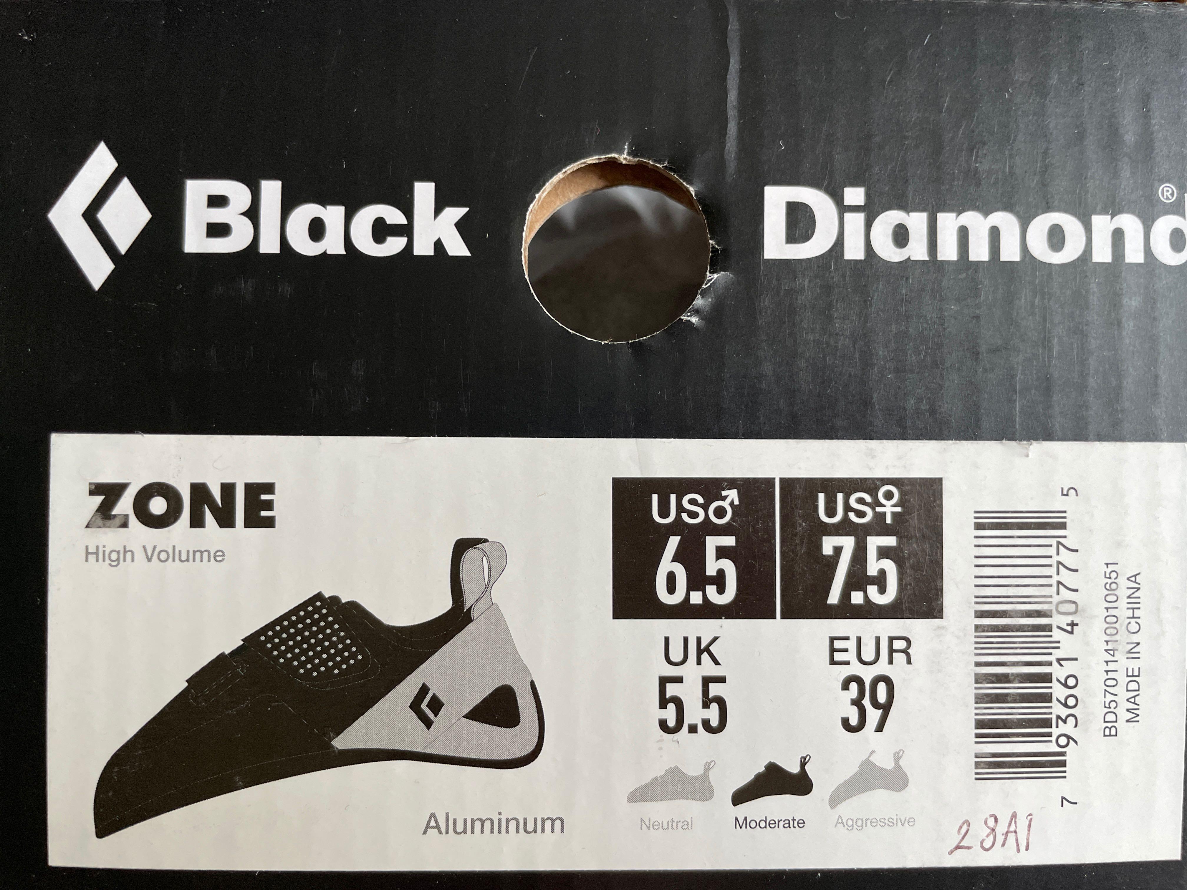 Black Diamond Zone LV Climbing Shoes Aluminum Men's size 6.5  Women's 5.5