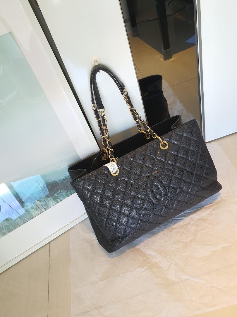 Chanel Chanel GST Black Quilted Leather Gold Hardware Large Tote Bag
