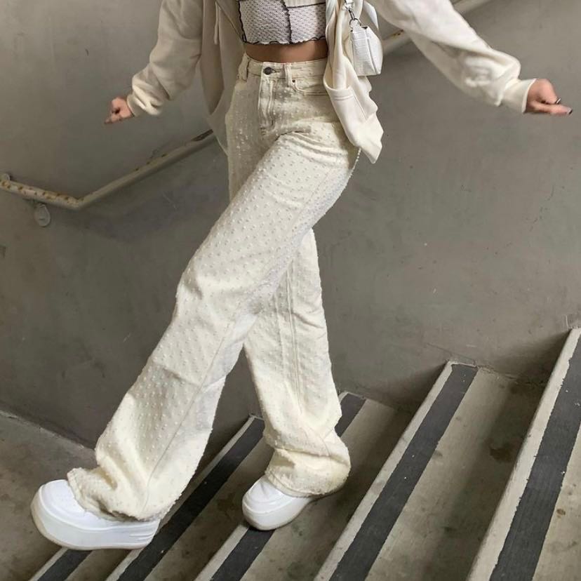 Y2K Vintage Ecru White Textured Pulled 