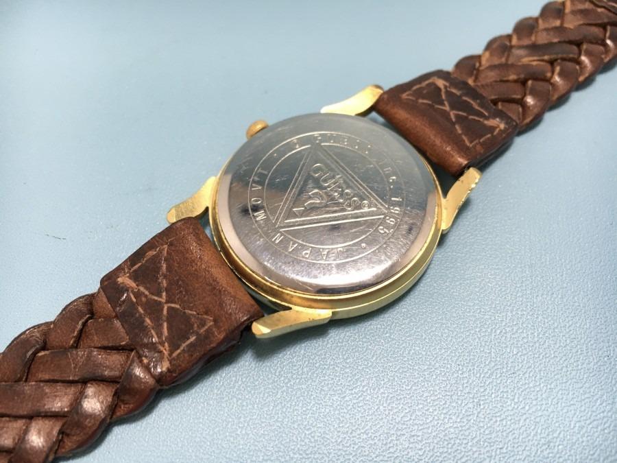 Guess 1995 Gold Plated Quartz Watch with Braided Leather Strap
