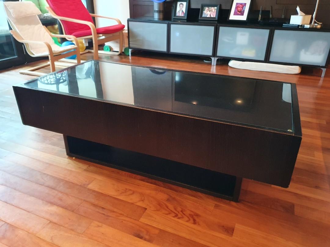 Ikea glass top coffee table with storage, Furniture & Home Living ...