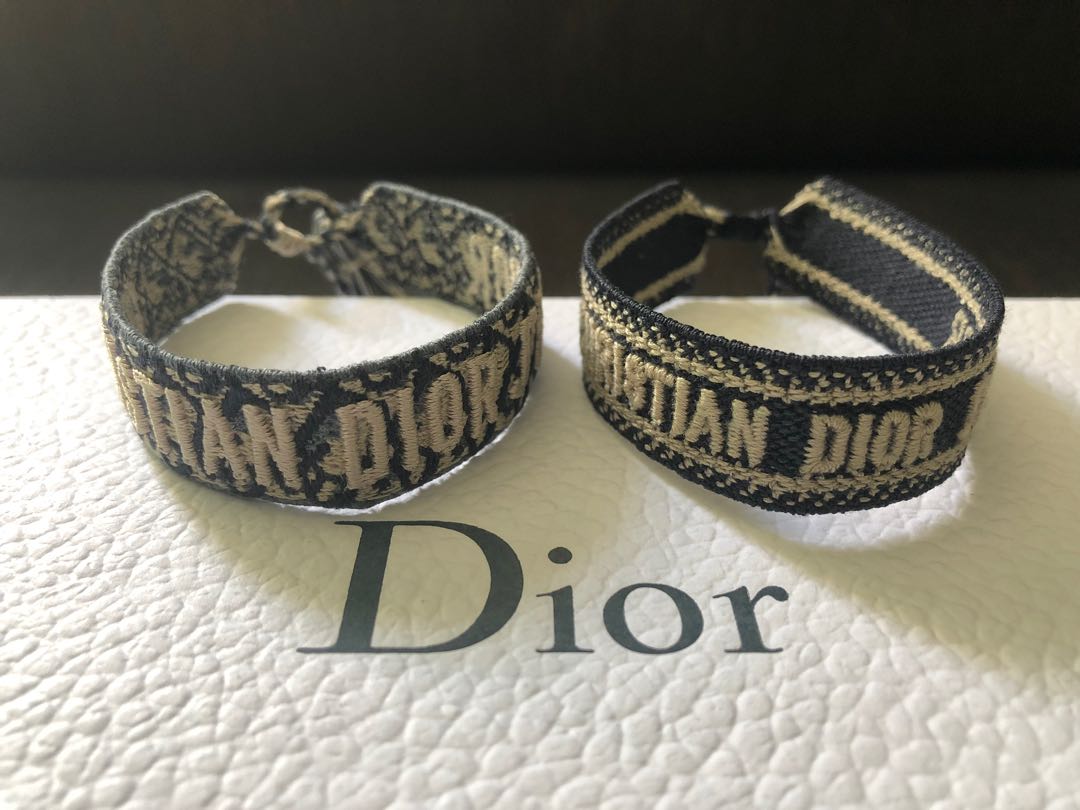 Christian Dior Jadior Two Bracelet Cotton BlueTaupeIvory