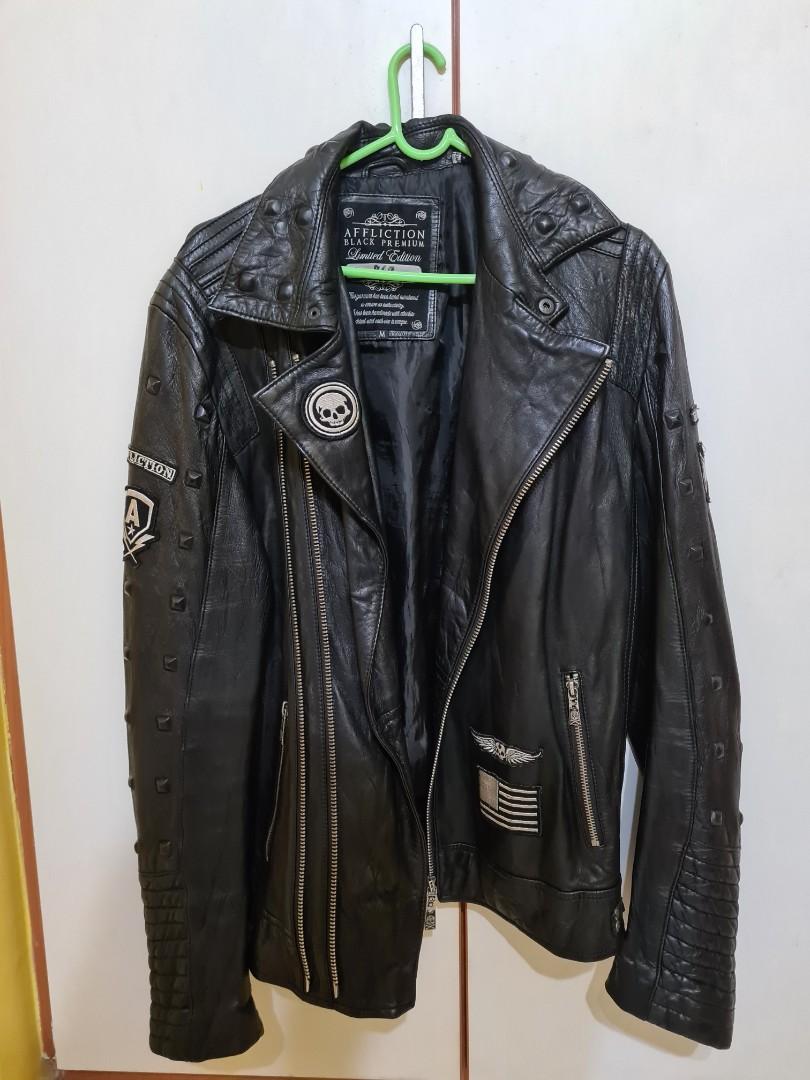 Affliction american customs leather jacket outlet