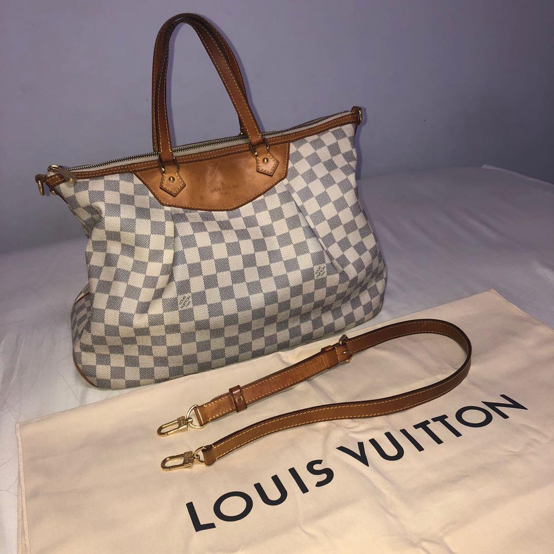 LOUIS VUITTON Damier Azur Canvas Siracusa MM, Luxury, Bags & Wallets on  Carousell