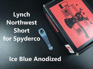 Lynch Northwest Short Titanium Spyderco Pocket Clip (Ice Blue)