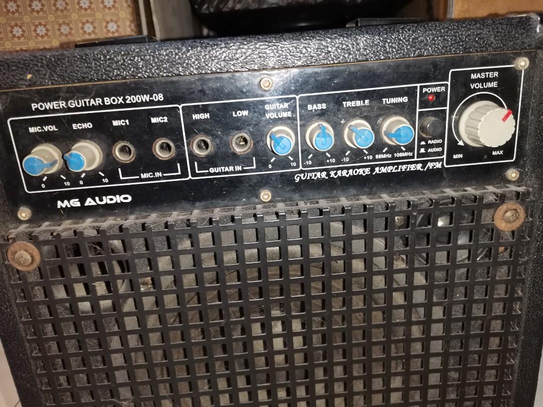MG Audio Guitar Karaoke Amplifier/FM (Category: Soundbars, Speakers & Amplifiers) located in Manila. Submitted by evrtorres (Listing ID 1086266279, Image 2). Description: Still works perfectly fine. Last time I used it was few weeks ago. Plugged in my guitar and the sound quality is great. Sampaloc area..