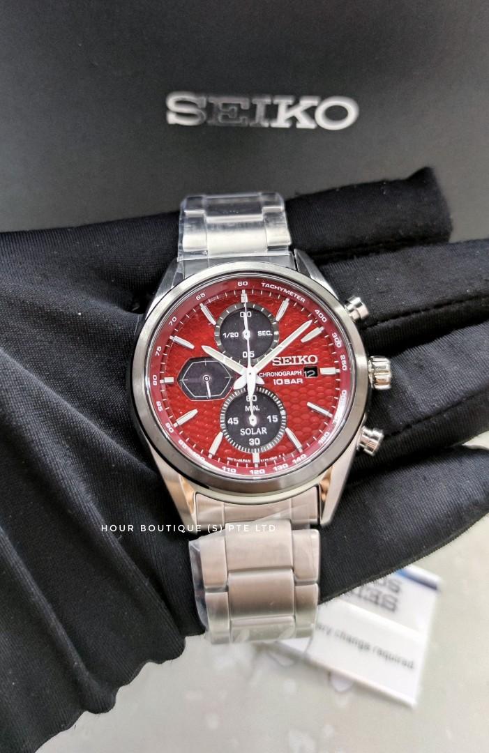 Seiko X Machinna Sportiva Solar Chronograph Red Dial Men's Watch SSC771  SSC771P1, Mobile Phones & Gadgets, Wearables & Smart Watches on Carousell