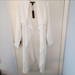 Sirens White Long Blazer/Jacket