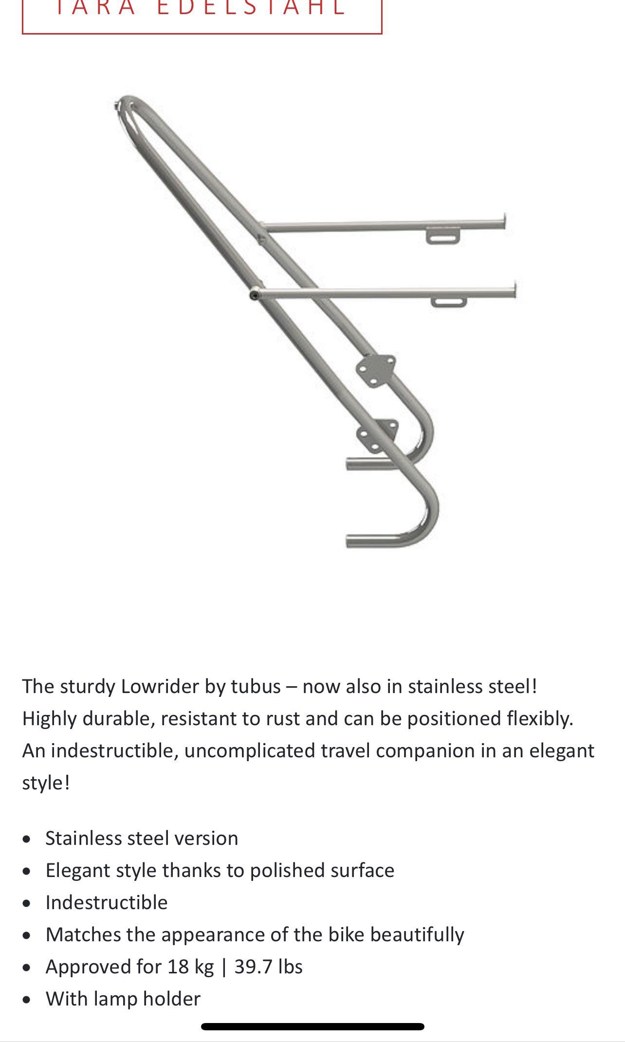 Tubus Tara lowrider Stainless steel Sports Equipment Bicycles Parts Parts Accessories on Carousell