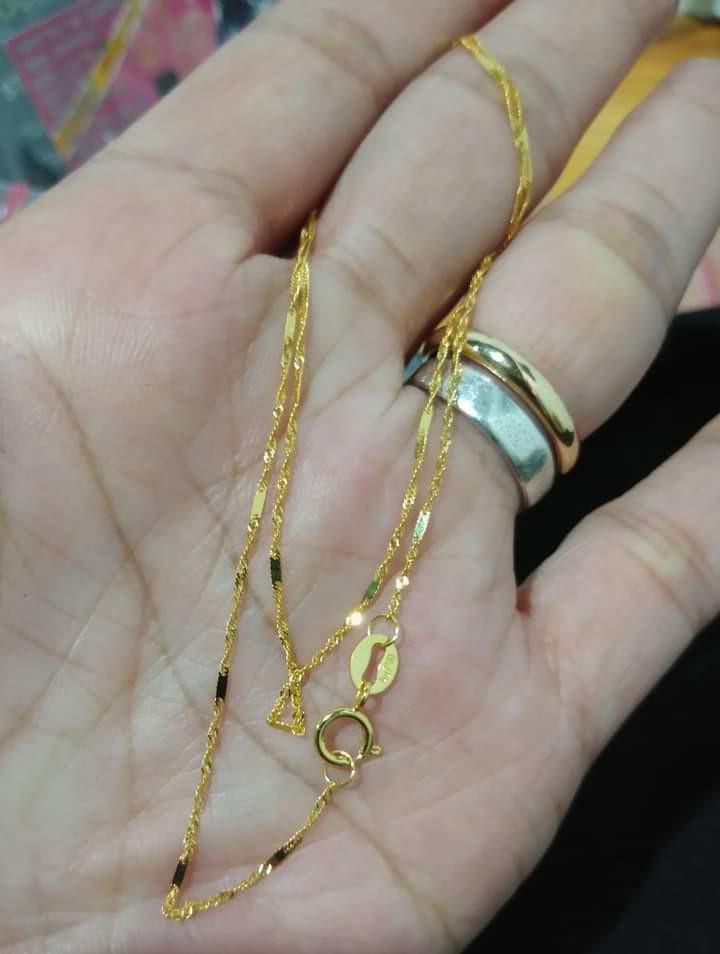 Twisted bar gold chain, Women's Fashion 