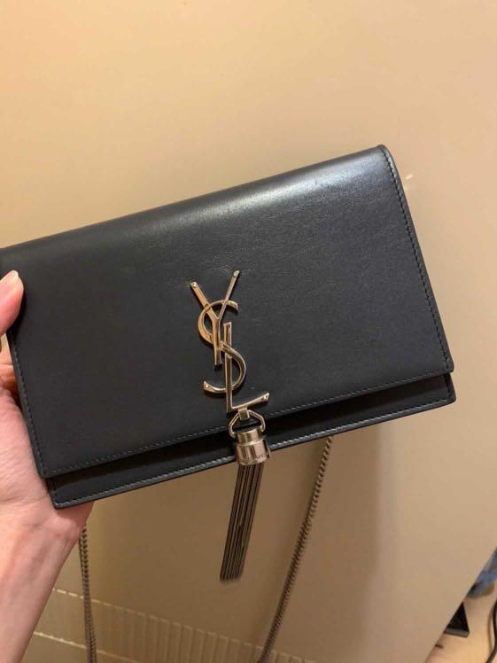 Kate chain wallet with clearance tassel in smooth leather