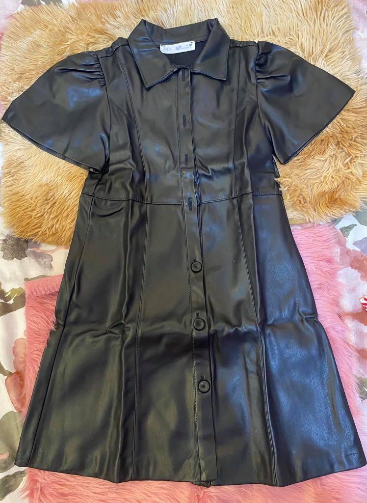Zara Faux Leather Dress New But Washed Babies Kids Babies Kids Fashion On Carousell
