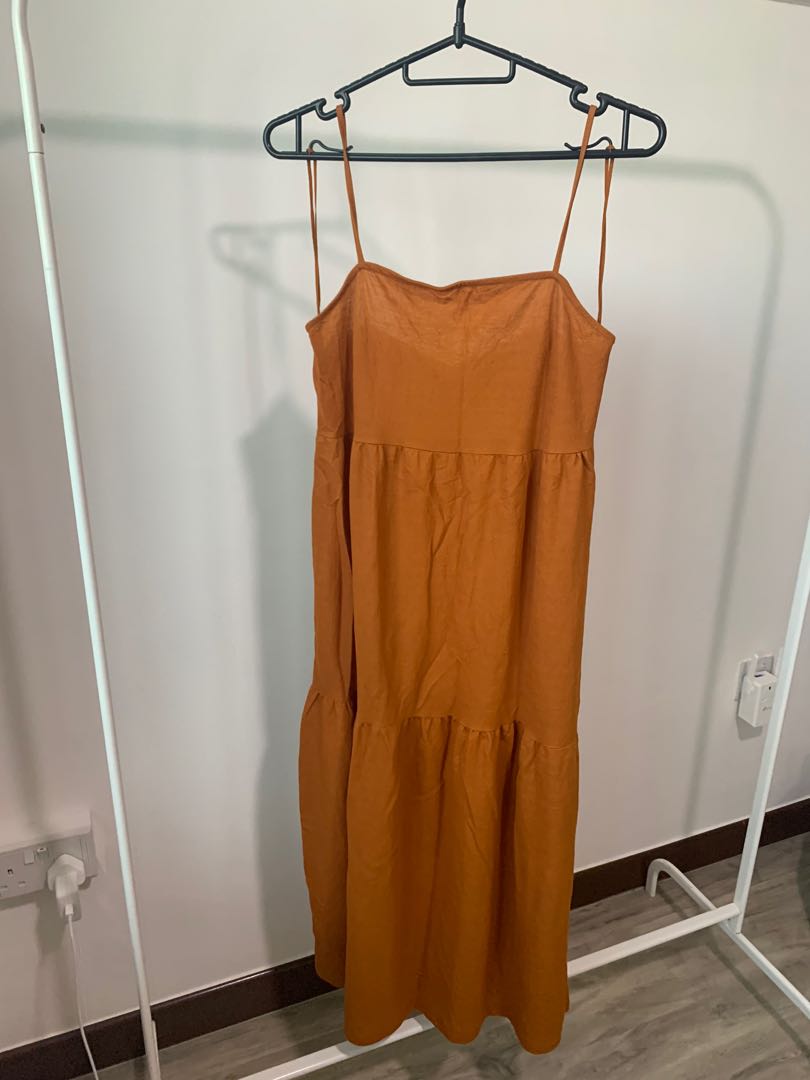 zara mustard midi dress