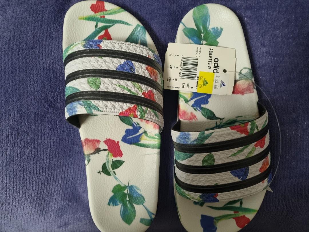 Adidas on sale floral sliders
