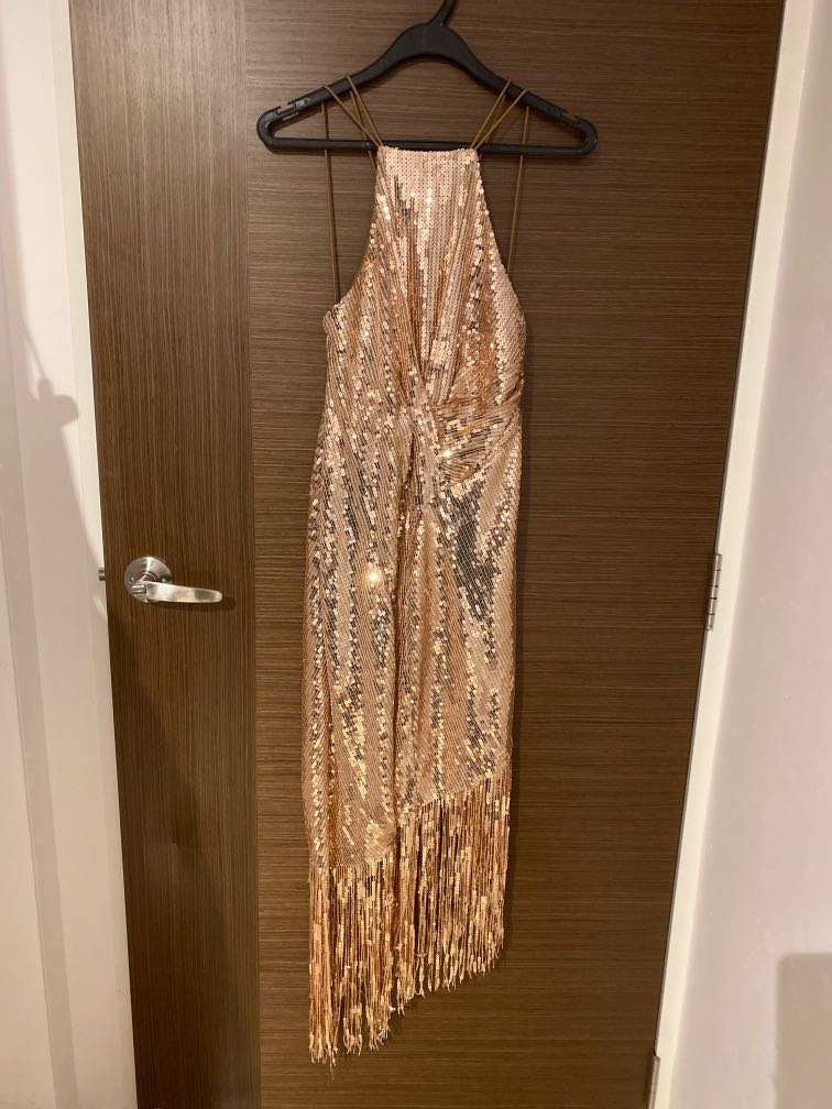 Asos rose gold sequin dress