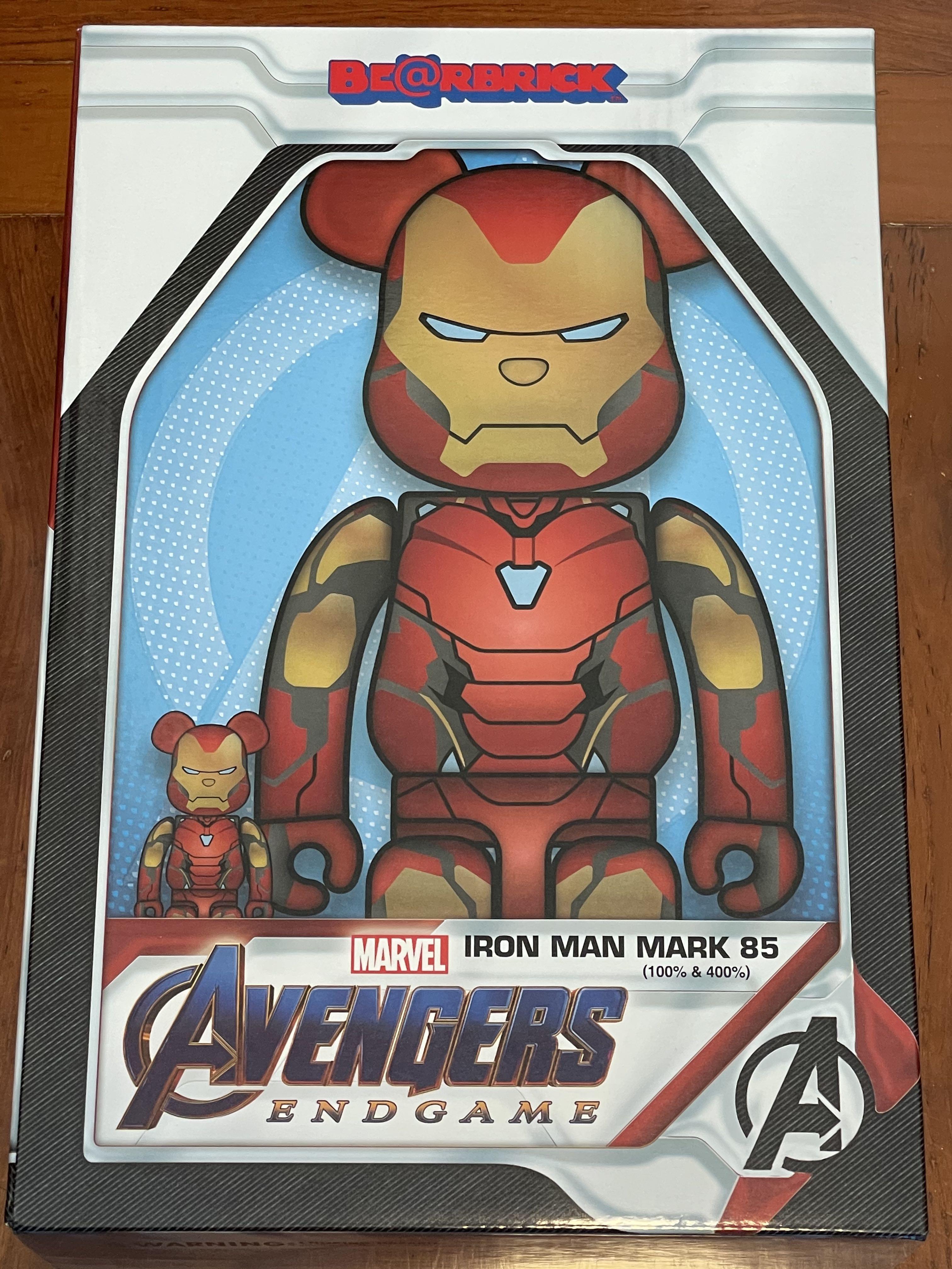 Avengers iron man mark 85 400% 100% bearbrick, 興趣及遊戲, 玩具 