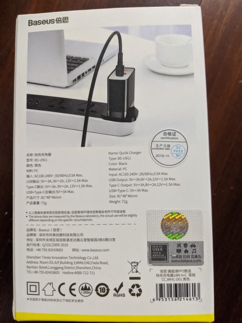 Baseus 18watt Usb Charger With Current And Voltage Display Mobile Phones Gadgets Mobile Gadget Accessories Chargers Cables On Carousell