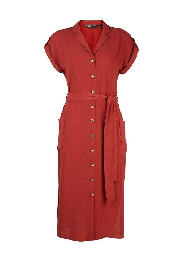 Dorothy Perkins Rust Linen Shirt Dress Women s Fashion Muslimah Fashion Dresses on Carousell