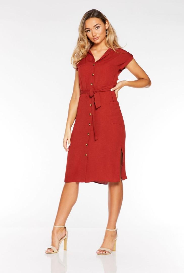 Dorothy Perkins Rust Linen Shirt Dress Women s Fashion Muslimah Fashion Dresses on Carousell