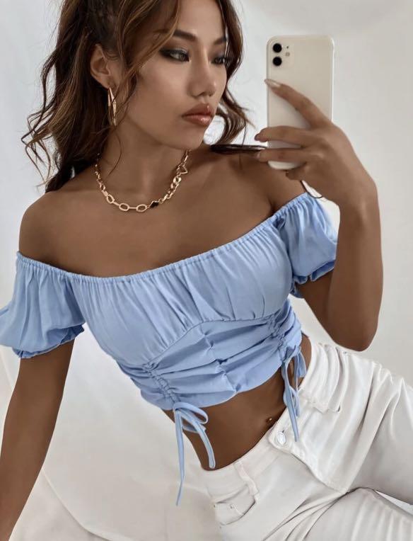 Baby blue sales off shoulder top